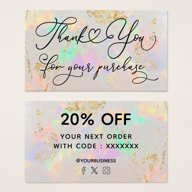 thank you for your purchase white opal (Front & Back)