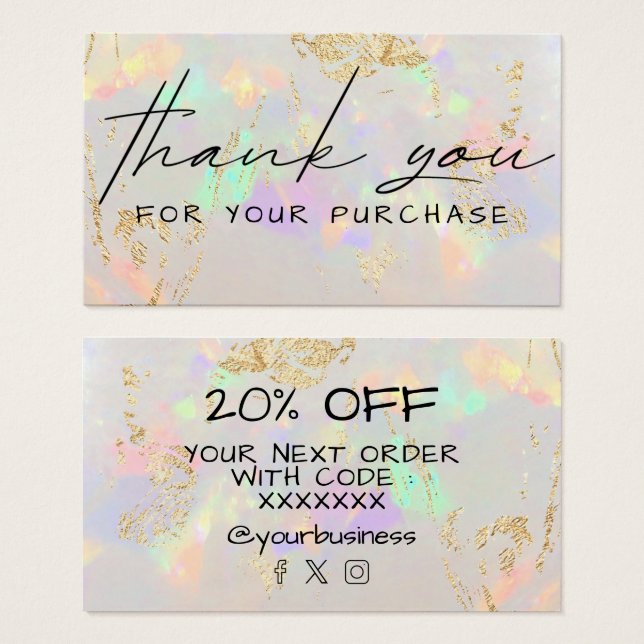 thank you for your purchase white opal (Front & Back)