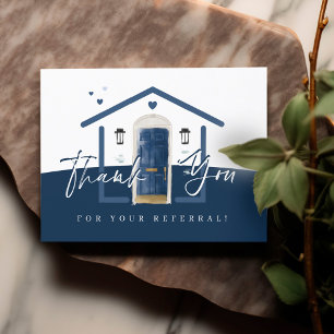 Thank You For Your Referral Navy Watercolor Door Card