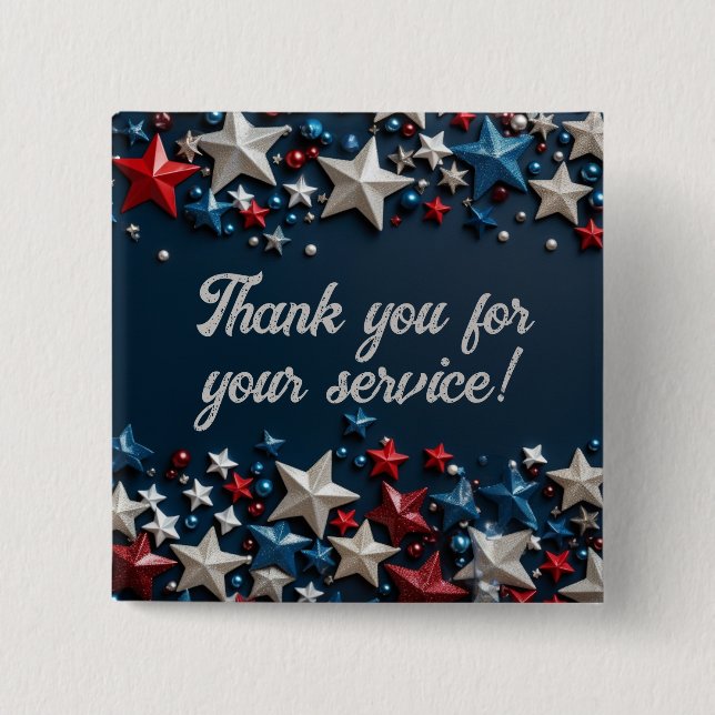 Thank you for your service 2 inch square button (Front)