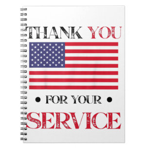 Thank You For Your Service American Flag Notebook
