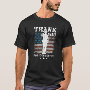 Thank You For Your Service American Flag Veterans  T-Shirt