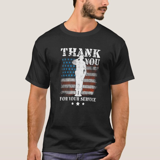 Thank You For Your Service American Flag Veterans  T-Shirt (Front)