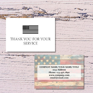 Thank You For Your Service Black American Flag Card