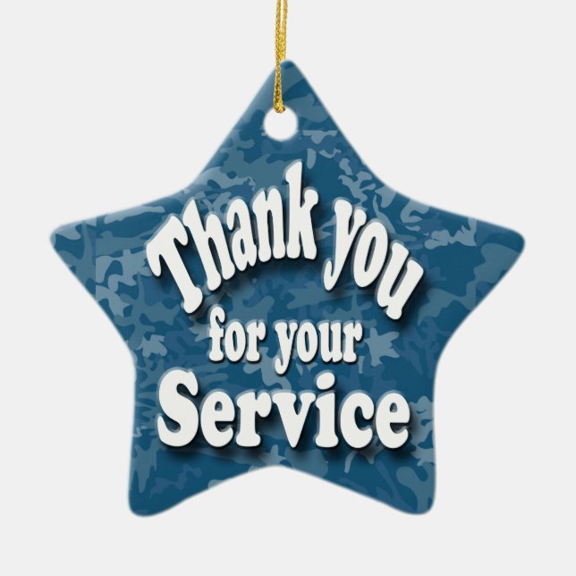 "thank you for your service ceramic ornament (Front)