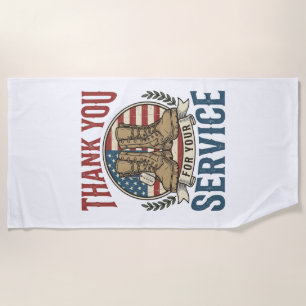 Thank You for Your Service Military Boots Shirt De Beach Towel