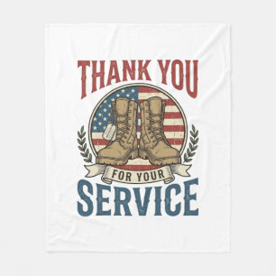 Thank You for Your Service Military Boots Shirt De Fleece Blanket