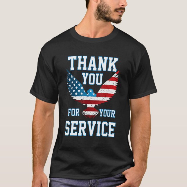Thank You for your Service Patriotic Eagle Veteran T-Shirt (Front)