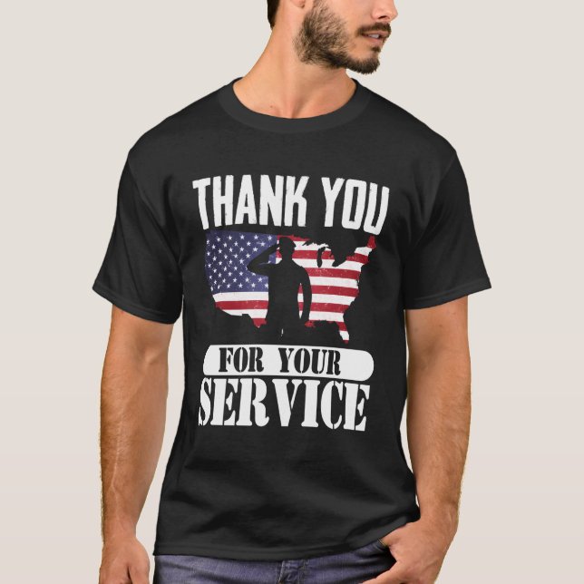 Thank You For Your Service Patriotic Veterans Day T-Shirt (Front)