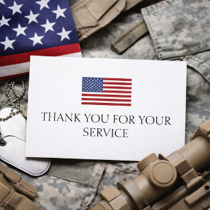 Thank You For Your Service Red blue American Flag Card