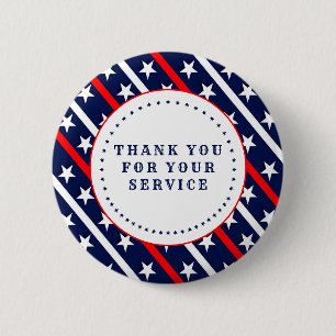 Thank You For Your Service Stars and Stripes 2 Inch Round Button