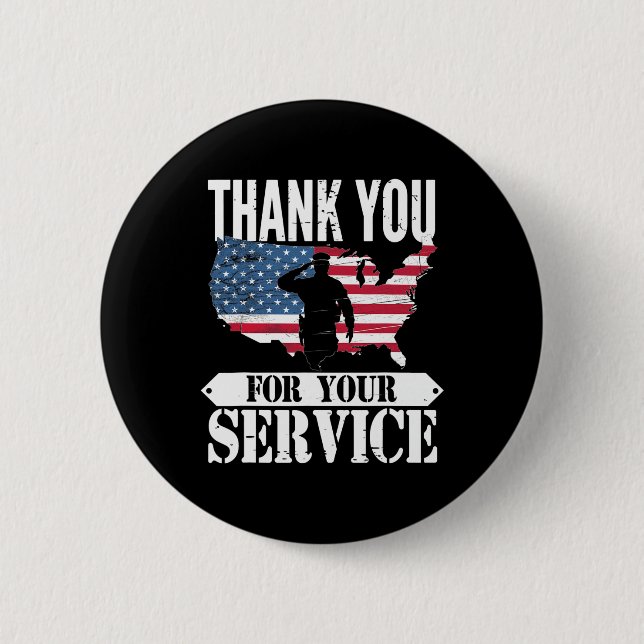 Thank You For Your Service Veteran Patriot Militar 2 Inch Round Button (Front)