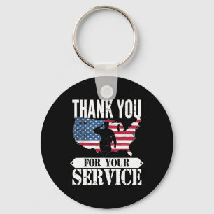Thank You For Your Service Veteran Patriot Militar Keychain