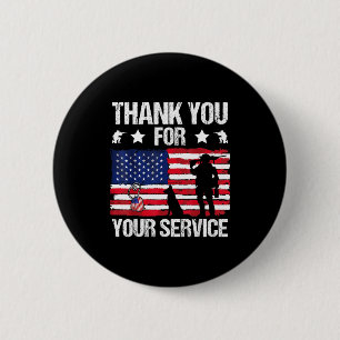 Thank You For Your Service Veterans Belgian Malino 2 Inch Round Button