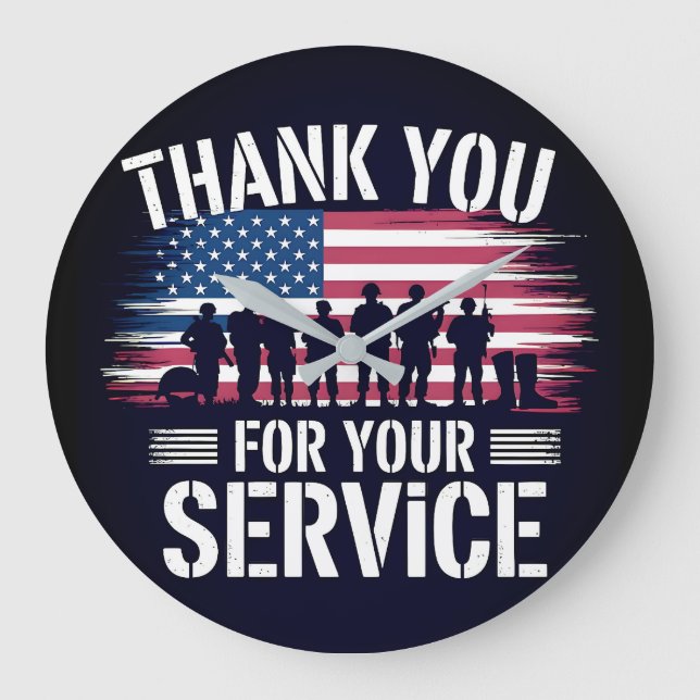 Thank You for Your Service: Veterans Day 2025  Large Clock (Front)