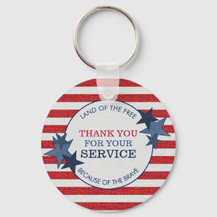 Thank You for Your Service Veterans Rustic Denim Keychain