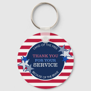 Thank You for Your Service Veterans Stars Stripes Keychain
