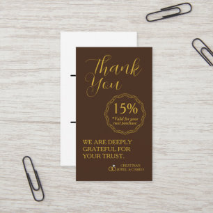 Thank You for Your Support   Discount Voucher Business Card