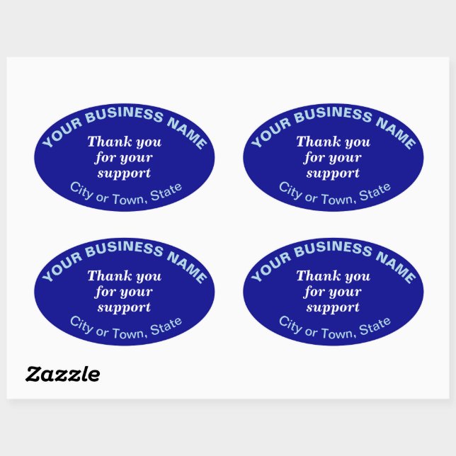 Thank You For Your Support on Blue Oval Sticker (Sheet)