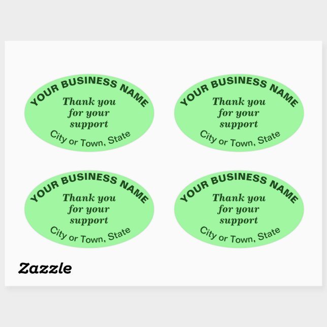 Thank You For Your Support on Light Green Oval Sticker (Sheet)