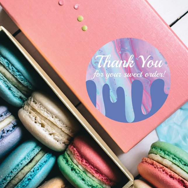 Thank You For Your Sweet Order Pink Drip Classic Round Sticker (Creator Uploaded)
