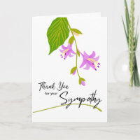 Thank You for Your Sympathy Hosta Blooms and Leaf