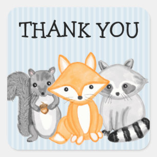 Thank You Forest Animals Woodland Creature   Square Sticker