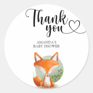 Thank you Fox Baby Shower Classic Round Sticker