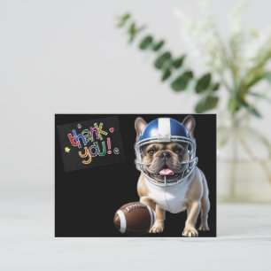 Thank you Französische Bulldogge American Footbal Postcard