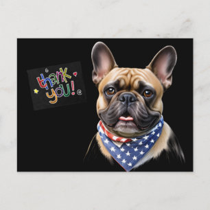 Thank you  Französische Bulldogge Halstuch Amerika Postcard