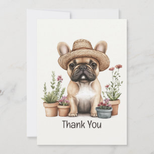 Thank You French Bulldog Gardening Flower Pots Card