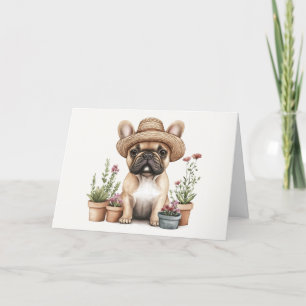 Thank You French Bulldog Gardening Flower Pots Card
