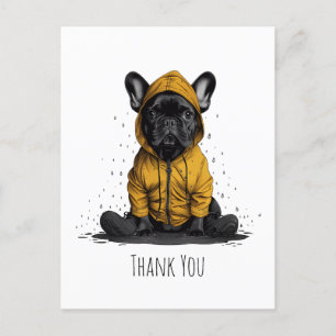 Thank You French Bulldog Wearing Raincoat Postcard