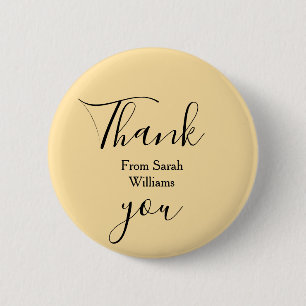 Thank you from add name yellow Pastel boho wedding 2 Inch Round Button