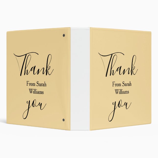 Thank you from add name yellow Pastel boho wedding Binder (Background)