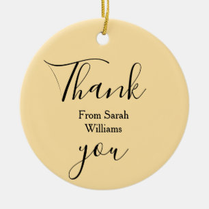 Thank you from add name yellow Pastel boho wedding Ceramic Ornament