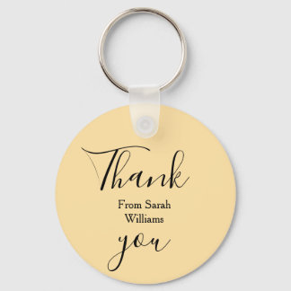 Thank you from add name yellow Pastel boho wedding Keychain
