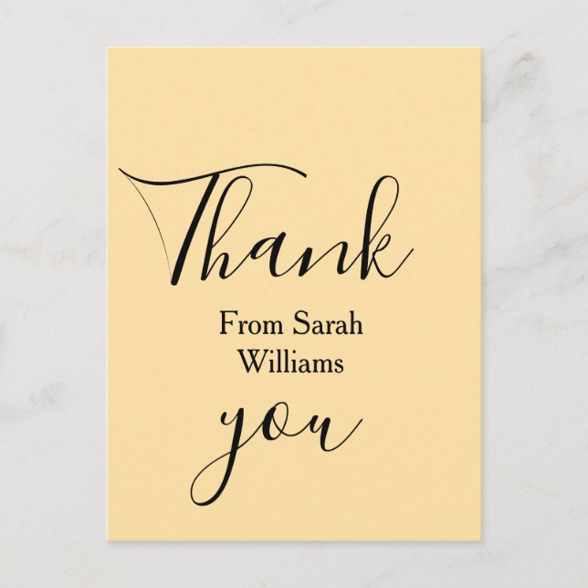 Thank you from add name yellow Pastel boho wedding Postcard (Front)