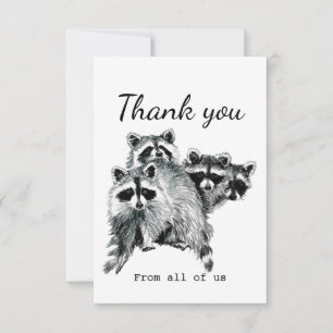 Thank You From All Of Us Fun Raccoon Animal Art Card