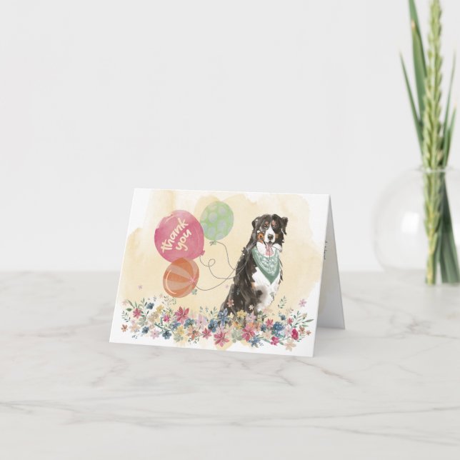 Thank You from You & Bernese Mountain Dog Balloons Card (Front)