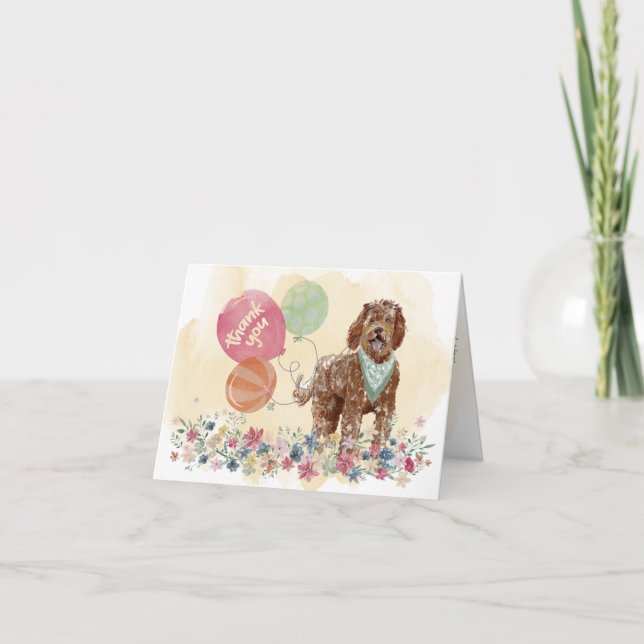 Thank You from You &  Brown Labradoodle & balloons (Front)