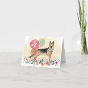Thank You from You & German Shepherd and balloons Card