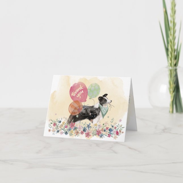 Thank You from You & Your Border Collie & Balloons Card (Front)