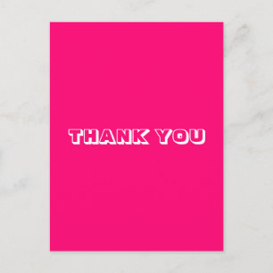 Thank you, fuchsia pink white postcard