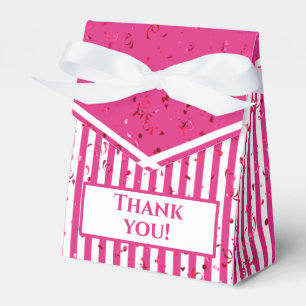 Thank You - Fuchsia/White Simple Stripes Pattern Favor Box