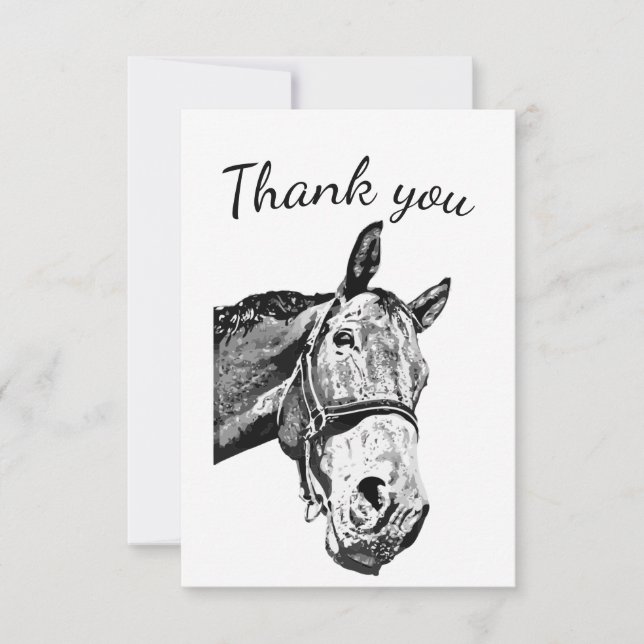 Thank You Fun Curious Horse Farm Animal Card (Front)
