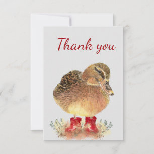 Thank You Fun Cute Duck Red Wellington Rubber Boot Card