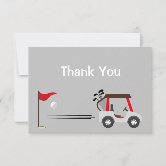 Thank You Fun Golf Golfing Cartoon Card (Front)
