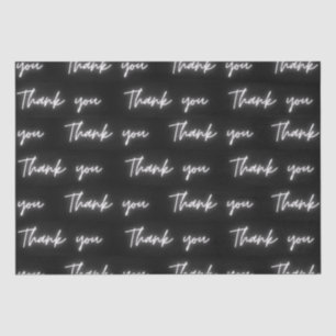 Thank You Fun Modern Black and White Neon Script Tissue Paper