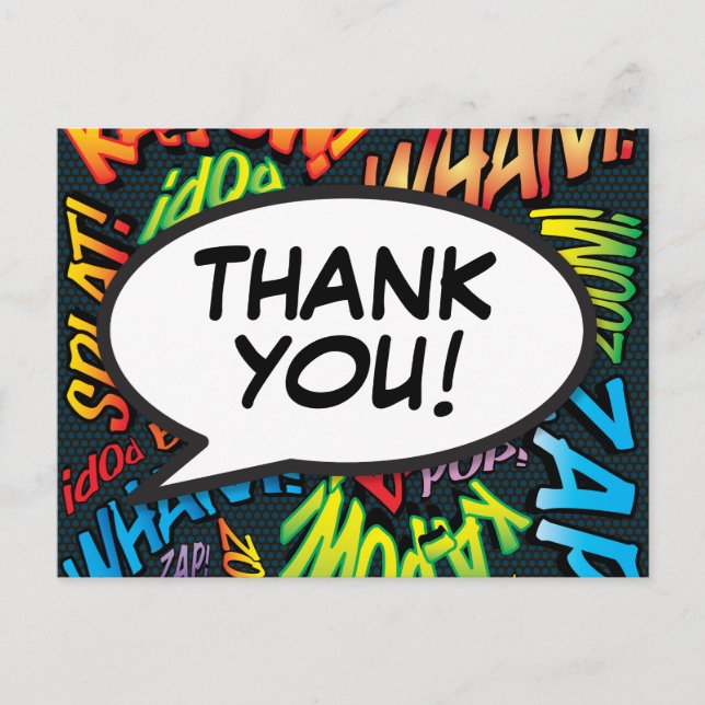 THANK YOU Fun Modern Colourful Typography Postcard (Front)